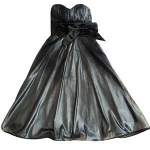 Ynes Metallic Black Strapless Empire Waist Dress